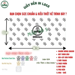 Giấy nến gói-lót sản phẩm quần áo-giầy dép-túi thời trang chuẩn size 65x86cm in logo (kiểu gói cỡ lớn)