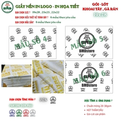 Giấy nến(hút dầu)gói-lót Khoai Tây,Gà Rán in logo,chuẩn>28gsm(19x28cm)-Bloc 100(đen 3h)/1500/3000