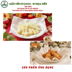 Giấy nến(hút dầu)gói-lót Khoai Tây,Gà Rán in logo,chuẩn>28gsm(21x21cm)-Bloc 100(đen 3h)/3k/6k