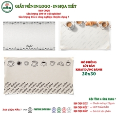 Giấy nến làm Khay-Lót Bàn in logo mỏng >28gsm,chuẩn 20x30cm-Bloc 100(đen 3h)/1500/3k