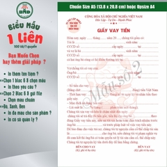 Giấy vay tiền 1 liên-Bloc 2 (in sẵn) & Bloc 6 (chọn mẫu in tên) hoặc theo thiết kế