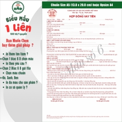 Giấy vay tiền 1 liên-Bloc 2 (in sẵn) & Bloc 6 (chọn mẫu in tên) hoặc theo thiết kế