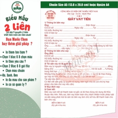 Giấy vay tiền 2 liên-Bloc 2 (in sẵn) & Bloc 6 (chọn mẫu in tên) hoặc theo thiết kế