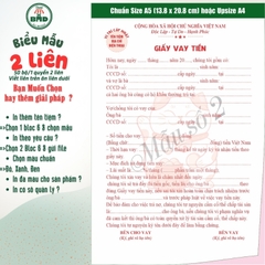 Giấy vay tiền 2 liên-Bloc 2 (in sẵn) & Bloc 6 (chọn mẫu in tên) hoặc theo thiết kế