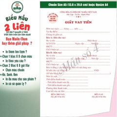 Giấy vay tiền 2 liên-Bloc 2 (in sẵn) & Bloc 6 (chọn mẫu in tên) hoặc theo thiết kế
