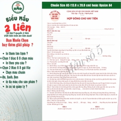 Giấy vay tiền 2 liên-Bloc 2 (in sẵn) & Bloc 6 (chọn mẫu in tên) hoặc theo thiết kế