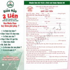 Giấy vay tiền 2 liên-Bloc 2 (in sẵn) & Bloc 6 (chọn mẫu in tên) hoặc theo thiết kế