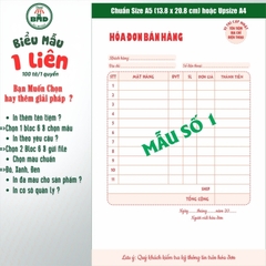 Hoá đơn bán hàng 1 liên-Bloc 2 (in sẵn) & Bloc 6 (chọn mẫu in tên) hoặc theo thiết kế