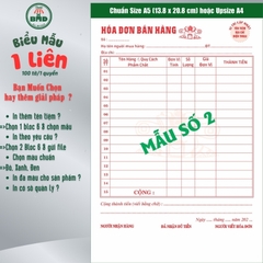 Hoá đơn bán hàng 1 liên-Bloc 2 (in sẵn) & Bloc 6 (chọn mẫu in tên) hoặc theo thiết kế