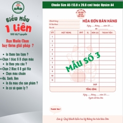 Hoá đơn bán hàng 1 liên-Bloc 2 (in sẵn) & Bloc 6 (chọn mẫu in tên) hoặc theo thiết kế