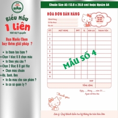 Hoá đơn bán hàng 1 liên-Bloc 2 (in sẵn) & Bloc 6 (chọn mẫu in tên) hoặc theo thiết kế