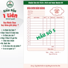 Hoá đơn bán hàng 1 liên-Bloc 2 (in sẵn) & Bloc 6 (chọn mẫu in tên) hoặc theo thiết kế