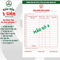 Hoá đơn bán hàng 1 liên-Bloc 2 (in sẵn) & Bloc 6 (chọn mẫu in tên) hoặc theo thiết kế