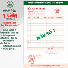 Hoá đơn bán hàng 1 liên-Bloc 2 (in sẵn) & Bloc 6 (chọn mẫu in tên) hoặc theo thiết kế