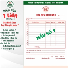 Hoá đơn bán hàng 1 liên-Bloc 2 (in sẵn) & Bloc 6 (chọn mẫu in tên) hoặc theo thiết kế