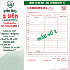 Hoá đơn bán hàng 2 liên-Bloc 2 (in sẵn) & Bloc 6 (chọn mẫu in tên) hoặc theo thiết kế