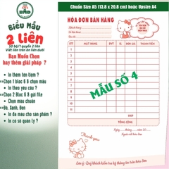 Hoá đơn bán hàng 2 liên-Bloc 2 (in sẵn) & Bloc 6 (chọn mẫu in tên) hoặc theo thiết kế