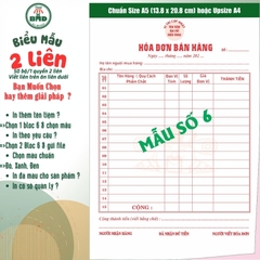 Hoá đơn bán hàng 2 liên-Bloc 2 (in sẵn) & Bloc 6 (chọn mẫu in tên) hoặc theo thiết kế