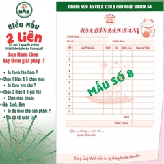 Hoá đơn bán hàng 2 liên-Bloc 2 (in sẵn) & Bloc 6 (chọn mẫu in tên) hoặc theo thiết kế