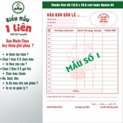 Hoá đơn bán lẻ 1 liên-Bloc 2 (in sẵn) & Bloc 6 (chọn mẫu in tên) hoặc theo thiết kế