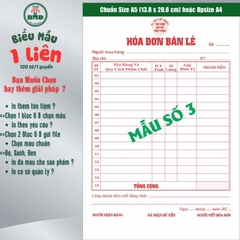 Hoá đơn bán lẻ 1 liên-Bloc 2 (in sẵn) & Bloc 6 (chọn mẫu in tên) hoặc theo thiết kế