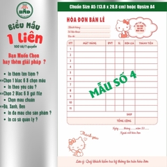 Hoá đơn bán lẻ 1 liên-Bloc 2 (in sẵn) & Bloc 6 (chọn mẫu in tên) hoặc theo thiết kế