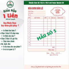 Hoá đơn bán lẻ 1 liên-Bloc 2 (in sẵn) & Bloc 6 (chọn mẫu in tên) hoặc theo thiết kế