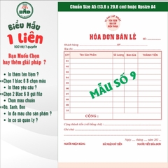 Hoá đơn bán lẻ 1 liên-Bloc 2 (in sẵn) & Bloc 6 (chọn mẫu in tên) hoặc theo thiết kế