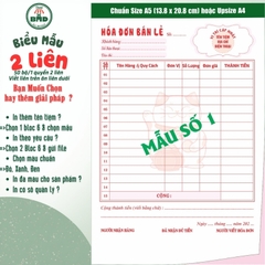 Hoá đơn bán lẻ 2 liên-Bloc 2 (in sẵn) & Bloc 6 (chọn mẫu in tên) hoặc theo thiết kế