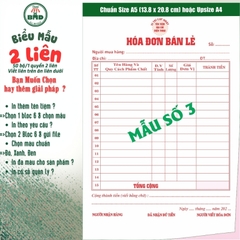 Hoá đơn bán lẻ 2 liên-Bloc 2 (in sẵn) & Bloc 6 (chọn mẫu in tên) hoặc theo thiết kế
