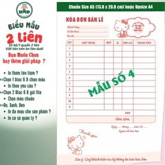 Hoá đơn bán lẻ 2 liên-Bloc 2 (in sẵn) & Bloc 6 (chọn mẫu in tên) hoặc theo thiết kế
