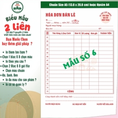 Hoá đơn bán lẻ 2 liên-Bloc 2 (in sẵn) & Bloc 6 (chọn mẫu in tên) hoặc theo thiết kế