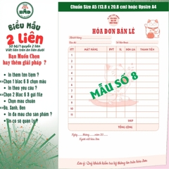 Hoá đơn bán lẻ 2 liên-Bloc 2 (in sẵn) & Bloc 6 (chọn mẫu in tên) hoặc theo thiết kế