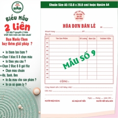 Hoá đơn bán lẻ 2 liên-Bloc 2 (in sẵn) & Bloc 6 (chọn mẫu in tên) hoặc theo thiết kế