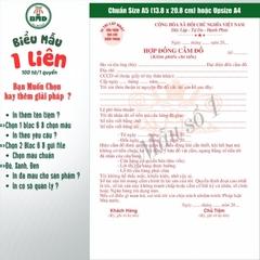 Hợp đồng cầm đồ 1 liên-Bloc 2 (in sẵn) & Bloc 6 (chọn mẫu in tên) hoặc theo thiết kế