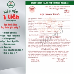 Hợp đồng cầm đồ 1 liên-Bloc 2 (in sẵn) & Bloc 6 (chọn mẫu in tên) hoặc theo thiết kế