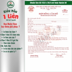 Hợp đồng cầm đồ 1 liên-Bloc 2 (in sẵn) & Bloc 6 (chọn mẫu in tên) hoặc theo thiết kế