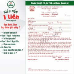 Hợp đồng cầm đồ 1 liên-Bloc 2 (in sẵn) & Bloc 6 (chọn mẫu in tên) hoặc theo thiết kế