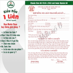 Hợp đồng cầm đồ 1 liên-Bloc 2 (in sẵn) & Bloc 6 (chọn mẫu in tên) hoặc theo thiết kế