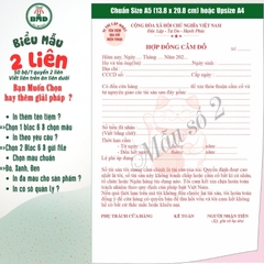 Hợp đồng cầm đồ 2 liên-Bloc 2 (in sẵn) & Bloc 6 (chọn mẫu in tên) hoặc theo thiết kế