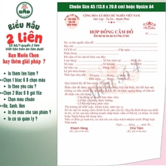 Hợp đồng cầm đồ 2 liên-Bloc 2 (in sẵn) & Bloc 6 (chọn mẫu in tên) hoặc theo thiết kế