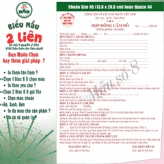 Hợp đồng cầm đồ 2 liên-Bloc 2 (in sẵn) & Bloc 6 (chọn mẫu in tên) hoặc theo thiết kế
