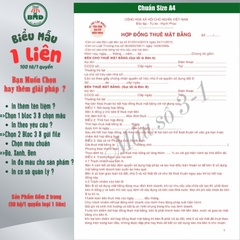 Hợp đồng cho thuê Nhà/Căn Hộ/Mặt Bằng/Phòng Trọ 1 liên(A4)-Bloc 1(in sẵn) & Bloc 3(chọn mẫu in tên) hoặc theo thiết kế