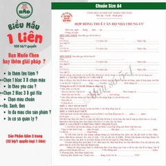 Hợp đồng cho thuê Nhà/Căn Hộ/Mặt Bằng/Phòng Trọ 1 liên(A4)-Bloc 1(in sẵn) & Bloc 3(chọn mẫu in tên) hoặc theo thiết kế