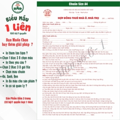 Hợp đồng cho thuê Nhà/Căn Hộ/Mặt Bằng/Phòng Trọ 1 liên(A4)-Bloc 1(in sẵn) & Bloc 3(chọn mẫu in tên) hoặc theo thiết kế