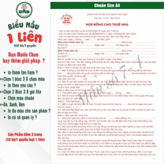 Hợp đồng cho thuê Nhà/Căn Hộ/Mặt Bằng/Phòng Trọ 1 liên(A4)-Bloc 1(in sẵn) & Bloc 3(chọn mẫu in tên) hoặc theo thiết kế