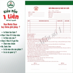 Hợp đồng cho thuê thời trang-áo cưới 1 liên-Bloc 2 (in sẵn) & Bloc 6 (chọn mẫu in tên) hoặc theo thiết kế