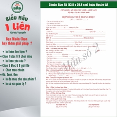 Hợp đồng cho thuê thời trang-áo cưới 1 liên-Bloc 2 (in sẵn) & Bloc 6 (chọn mẫu in tên) hoặc theo thiết kế