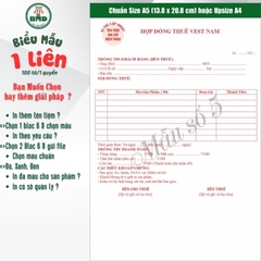 Hợp đồng cho thuê thời trang-áo cưới 1 liên-Bloc 2 (in sẵn) & Bloc 6 (chọn mẫu in tên) hoặc theo thiết kế