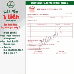 Hợp đồng cho thuê thời trang-áo cưới 1 liên-Bloc 2 (in sẵn) & Bloc 6 (chọn mẫu in tên) hoặc theo thiết kế